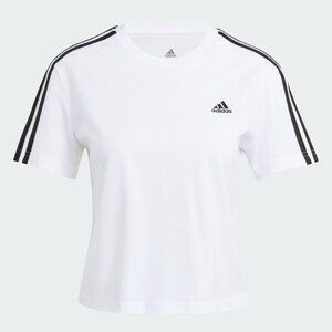 ADIDAS ESSENTIALS LOOSE 3-STRIPES CROPPED TEE SMALL